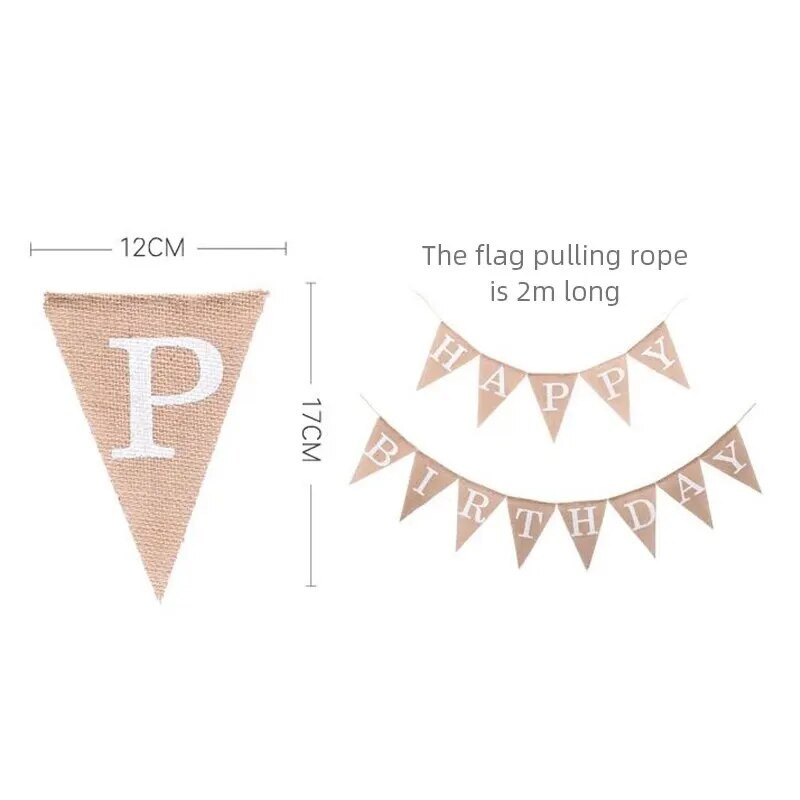 Πανό με 13 Flags Vintage γιούτα Hessian λινάτσα Χρόνια πολλά Φωτογραφικά σκηνικά για πάρτι Εορταστική διακόσμηση Πανό