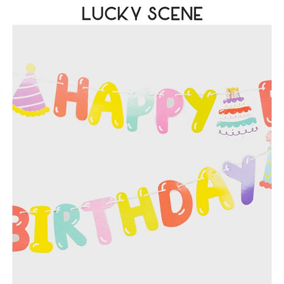 Γράμμα γενεθλίων κινουμένων σχεδίων Χρώμα σημαία Πανό Διακοσμητικό πάρτι γενεθλίων Κρεμαστό στολίδι Στρογγυλό γράμμα S01608