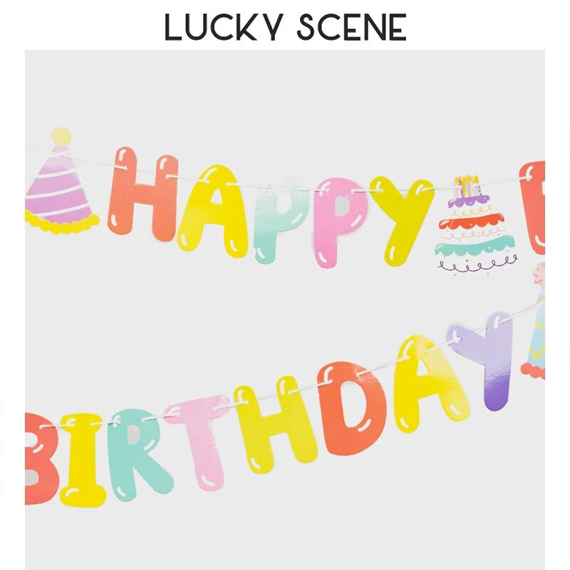 Γράμμα γενεθλίων κινουμένων σχεδίων Χρώμα σημαία Πανό Διακοσμητικό πάρτι γενεθλίων Κρεμαστό στολίδι Στρογγυλό γράμμα S01608