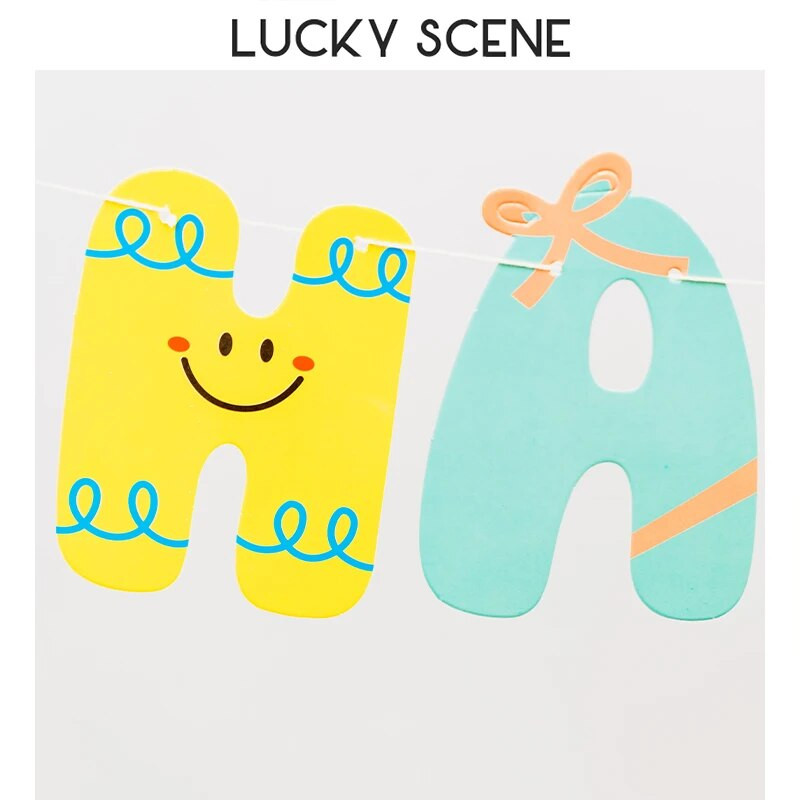 Γράμμα γενεθλίων κινουμένων σχεδίων Χρώμα σημαία Πανό Διακοσμητικό πάρτι γενεθλίων Κρεμαστό στολίδι Στρογγυλό γράμμα S01608