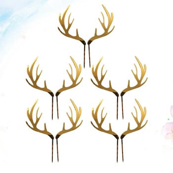 Χριστουγεννιάτικο Cupcake Topper Picks Antler Deer Antlers Cakes Reindeer Party Γιορτινή διακόσμηση Διακοσμήσεις γάμου Elk Dessert Horn