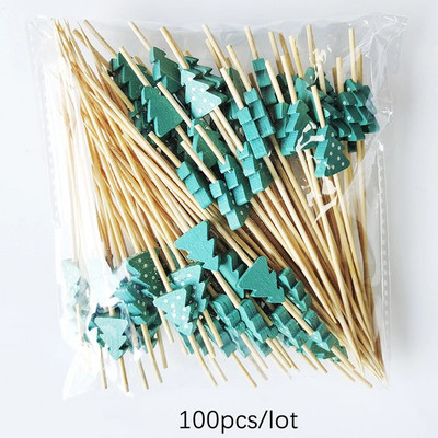 100 τεμ. Σουβλάκια από μπαμπού μιας χρήσης Χριστουγεννιάτικο μπουφέ Επιλογές φαγητού Cupcake Πιρούνι φρούτων Κέικ για πάρτι Επιδόρπιο σαλάτα ραβδιά Οδοντογλυφίδα σουβλάκι