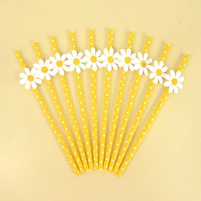 10/20/30 τμχ χάρτινα καλαμάκια Daisy Flower Καλαμάκια μιας χρήσης για το πάρτι γενεθλίων της Daisy Είδη διακόσμησης γάμου Baby Shower