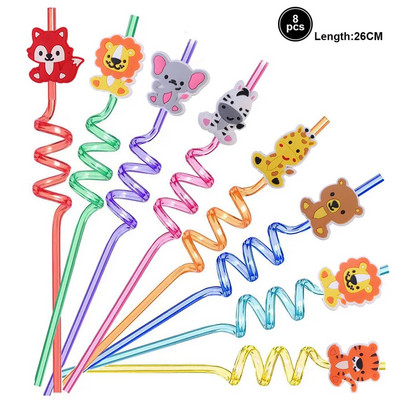 8 τμχ 25 εκ. Καλαμάκια δεινοσαύρων επαναχρησιμοποιούμενα Πλαστικά καλαμάκια πόσιμου για παιδιά Διακοσμήσεις πάρτι γενεθλίων Dino Προμήθειες για πάρτι γενεθλίων