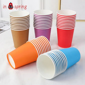 10 ΤΕΜ. 9 Oz 250 ml συμπαγές χοντρό χάρτινο κύπελλο μιας χρήσης Γαμήλιο πάρτι γενεθλίων Γιορτινό σερβίτσιο μιας χρήσης