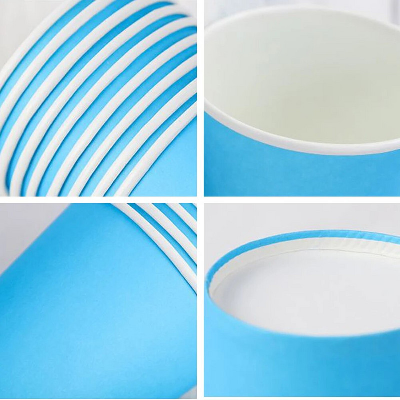 10 ΤΕΜ. 9 Oz 250 ml συμπαγές χοντρό χάρτινο κύπελλο μιας χρήσης Γαμήλιο πάρτι γενεθλίων Γιορτινό σερβίτσιο μιας χρήσης