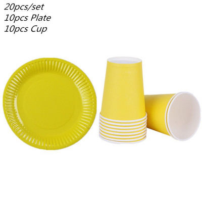 20 τμχ/σετ Μπλε ροζ κίτρινο πολύχρωμο σερβίτσιο μιας χρήσης Χρόνια πολλά Χάρτινο Πιατέλο Κύπελλο για Γαμήλια Πάρτυ Προμήθειες Baby Shower