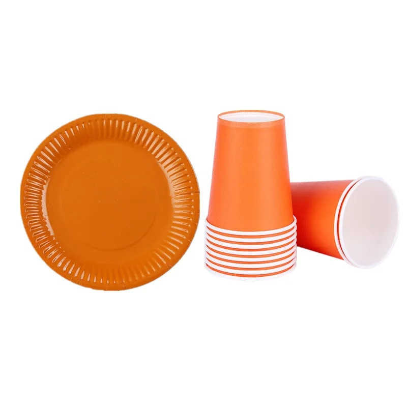 20 τμχ/σετ Μπλε ροζ κίτρινο πολύχρωμο σερβίτσιο μιας χρήσης Χρόνια πολλά Χάρτινο Πιατέλο Κύπελλο για Γαμήλια Πάρτυ Προμήθειες Baby Shower