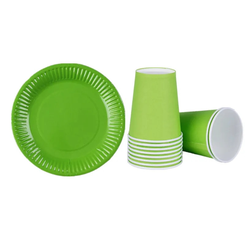 20 τμχ/σετ Μπλε ροζ κίτρινο πολύχρωμο σερβίτσιο μιας χρήσης Χρόνια πολλά Χάρτινο Πιατέλο Κύπελλο για Γαμήλια Πάρτυ Προμήθειες Baby Shower