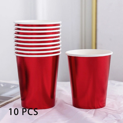 10PCS 9 Oz 250ml Ράδιο Πυκνό Χάρτινο Κύπελλο Μίας Χρήσης Χάρτινο Κύπελλο Ακατέργαστου Ξύλου Γάμος Γενέθλια Επιτραπέζιο σκεύος μιας χρήσης