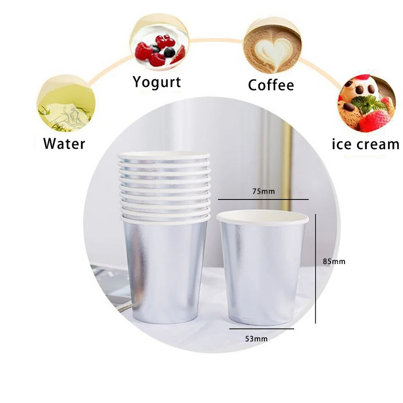 10PCS 9 Oz 250ml Ράδιο Πυκνό Χάρτινο Κύπελλο Μίας Χρήσης Χάρτινο Κύπελλο Ακατέργαστου Ξύλου Γάμος Γενέθλια Επιτραπέζιο σκεύος μιας χρήσης