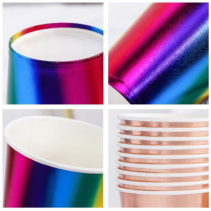 10PCS 9 Oz 250ml Ράδιο Πυκνό Χάρτινο Κύπελλο Μίας Χρήσης Χάρτινο Κύπελλο Ακατέργαστου Ξύλου Γάμος Γενέθλια Επιτραπέζιο σκεύος μιας χρήσης