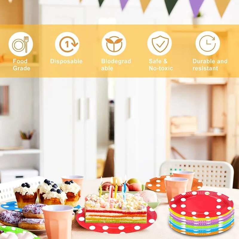 10 τμχ/70 τμχ, Είδη πάρτι γενεθλίων, χάρτινο πιάτο μιας χρήσης