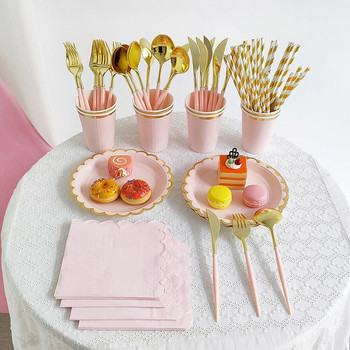 Пурпурна мента, зелена розова хартия, комплект съдове за еднократна употреба, чиния, салфетка, чаша, нож, вилица, годишнина от сватба, партита за рожден ден