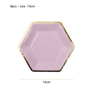 Χρυσά σετ επιτραπέζια σκεύη μιας χρήσης Μωβ χάρτινα πιάτα για πάρτι για μωρό ντους προμήθειες για πάρτι γενεθλίων Μπομπονιέρες γάμου για καρναβάλι