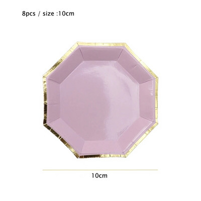 Χρυσά σετ επιτραπέζια σκεύη μιας χρήσης Μωβ χάρτινα πιάτα για πάρτι για μωρό ντους προμήθειες για πάρτι γενεθλίων Μπομπονιέρες γάμου για καρναβάλι