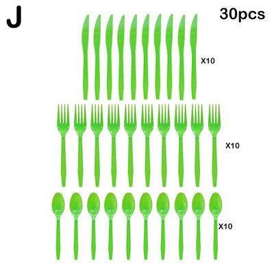 30 τμχ/Σετ Πλαστικά μαχαιροπίρουνα κουτάλια πιρούνια μαχαίρι μαχαιροπήρουνα Επαναχρησιμοποιήσιμα πλαστικά επιτραπέζια σκεύη Μαύρο Λευκό Κόκκινο Μωβ Κίτρινο Χρυσό Ροζ Πράσινο