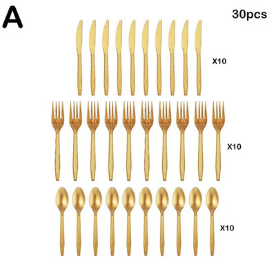 30 τμχ/Σετ Πλαστικά μαχαιροπίρουνα κουτάλια πιρούνια μαχαίρι μαχαιροπήρουνα Επαναχρησιμοποιήσιμα πλαστικά επιτραπέζια σκεύη Μαύρο Λευκό Κόκκινο Μωβ Κίτρινο Χρυσό Ροζ Πράσινο