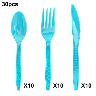 30 τμχ/Σετ Πλαστικά μαχαιροπίρουνα κουτάλια πιρούνια μαχαίρι μαχαιροπήρουνα Επαναχρησιμοποιήσιμα πλαστικά επιτραπέζια σκεύη Μαύρο Λευκό Κόκκινο Μωβ Κίτρινο Χρυσό Ροζ Πράσινο