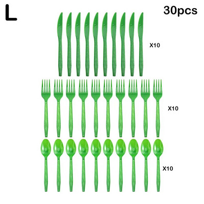 30 τμχ/Σετ Πλαστικά μαχαιροπίρουνα κουτάλια πιρούνια μαχαίρι μαχαιροπήρουνα Επαναχρησιμοποιήσιμα πλαστικά επιτραπέζια σκεύη Μαύρο Λευκό Κόκκινο Μωβ Κίτρινο Χρυσό Ροζ Πράσινο