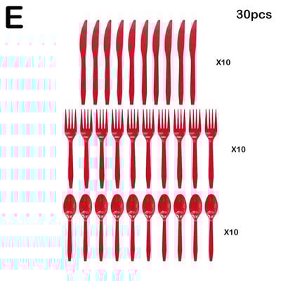 30 τμχ/Σετ Πλαστικά μαχαιροπίρουνα κουτάλια πιρούνια μαχαίρι μαχαιροπήρουνα Επαναχρησιμοποιήσιμα πλαστικά επιτραπέζια σκεύη Μαύρο Λευκό Κόκκινο Μωβ Κίτρινο Χρυσό Ροζ Πράσινο