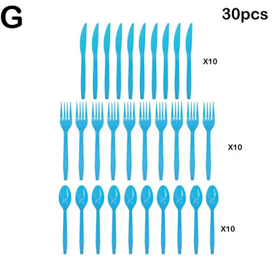 30 τμχ/Σετ Πλαστικά μαχαιροπίρουνα κουτάλια πιρούνια μαχαίρι μαχαιροπήρουνα Επαναχρησιμοποιήσιμα πλαστικά επιτραπέζια σκεύη Μαύρο Λευκό Κόκκινο Μωβ Κίτρινο Χρυσό Ροζ Πράσινο