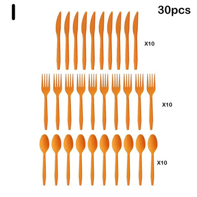 30 τμχ/Σετ Πλαστικά μαχαιροπίρουνα κουτάλια πιρούνια μαχαίρι μαχαιροπήρουνα Επαναχρησιμοποιήσιμα πλαστικά επιτραπέζια σκεύη Μαύρο Λευκό Κόκκινο Μωβ Κίτρινο Χρυσό Ροζ Πράσινο