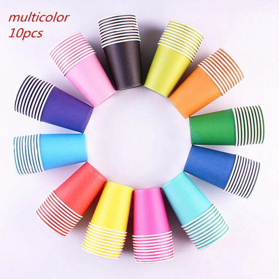 10 τμχ Pure Color Party Χάρτινα ποτήρια μιας χρήσης Juice Cup Διακόσμηση DIY Baby Shower Παιδικά Γενέθλια Γάμος για πικνίκ σερβίτσιο