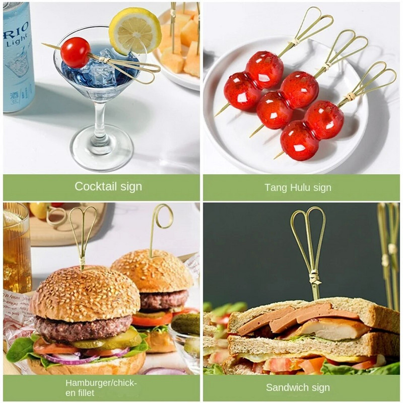 100 τμχ 12 εκατοστά Μπαμπού μιας χρήσης Μπαμπού Επιλογές Φρούτων Κόμποι Σουβλάκια Διακόσμηση κοκτέιλ Οδοντογλυφίδες Σαλάτα Σάντουιτς Μπουφές Επιδόρπια Διακόσμηση