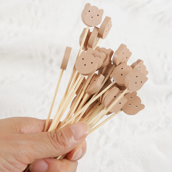 50 τμχ Cute Bear Μπουφέ μιας χρήσης Μπαμπού Επιλογές φαγητού Επιδόρπιο πιρούνια φρούτων για γενέθλια Baby Shower Party Cake Sticks