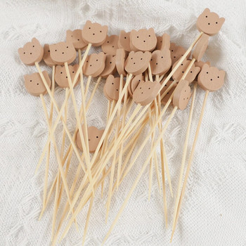 50 τμχ Cute Bear Μπουφέ μιας χρήσης Μπαμπού Επιλογές φαγητού Επιδόρπιο πιρούνια φρούτων για γενέθλια Baby Shower Party Cake Sticks