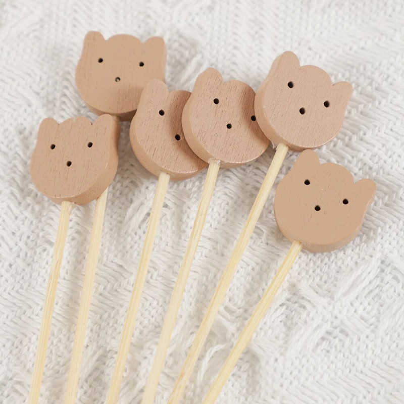 50 τμχ Cute Bear Μπουφέ μιας χρήσης Μπαμπού Επιλογές φαγητού Επιδόρπιο πιρούνια φρούτων για γενέθλια Baby Shower Party Cake Sticks