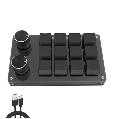 Μίνι προσαρμοσμένο πληκτρολόγιο USB 12 πλήκτρων 2 κουμπιών Προγραμματισμός DIY Μηχανικό πληκτρολόγιο Gaming Διακόπτης σχεδίασης Φορητό πληκτρολόγιο Hot-swap