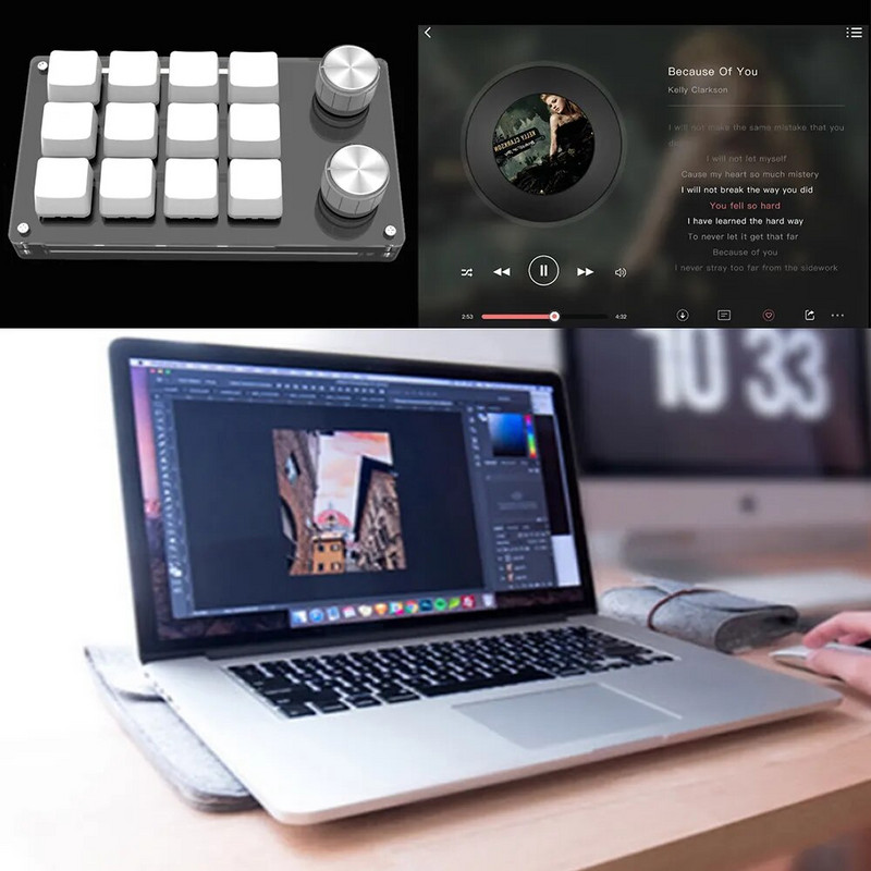 Μίνι προσαρμοσμένο πληκτρολόγιο USB 12 πλήκτρων 2 κουμπιών Προγραμματισμός DIY Μηχανικό πληκτρολόγιο Gaming Διακόπτης σχεδίασης Φορητό πληκτρολόγιο Hot-swap