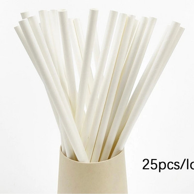 25 τμχ Πολύχρωμα χάρτινα καλαμάκια μιας χρήσης Ροζ μπλε καλαμάκια πόσιμου χυμός για παιδικά γενέθλια διακόσμηση γαμήλιων πάρτι Προμήθειες Baby Shower