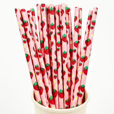 25 τμχ Πολύχρωμα χάρτινα καλαμάκια μιας χρήσης Ροζ μπλε καλαμάκια πόσιμου χυμός για παιδικά γενέθλια διακόσμηση γαμήλιων πάρτι Προμήθειες Baby Shower