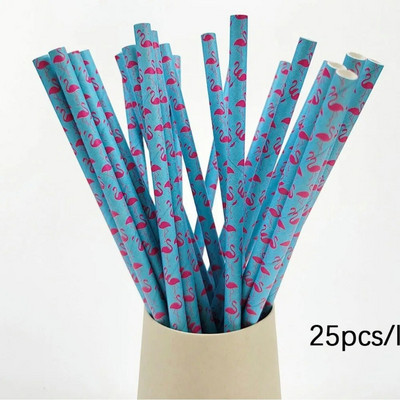 25 τμχ Πολύχρωμα χάρτινα καλαμάκια μιας χρήσης Ροζ μπλε καλαμάκια πόσιμου χυμός για παιδικά γενέθλια διακόσμηση γαμήλιων πάρτι Προμήθειες Baby Shower