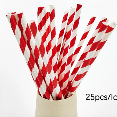 25 τμχ Πολύχρωμα χάρτινα καλαμάκια μιας χρήσης Ροζ μπλε καλαμάκια πόσιμου χυμός για παιδικά γενέθλια διακόσμηση γαμήλιων πάρτι Προμήθειες Baby Shower