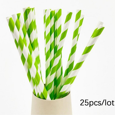 25 τμχ Πολύχρωμα χάρτινα καλαμάκια μιας χρήσης Ροζ μπλε καλαμάκια πόσιμου χυμός για παιδικά γενέθλια διακόσμηση γαμήλιων πάρτι Προμήθειες Baby Shower