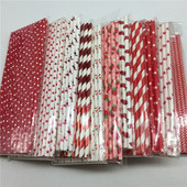 25 τμχ/παρτίδα Χάρτινα καλαμάκια με καρδιά Red Square Dot για γενέθλια διακοσμητικά πάρτι Γάμου Chevron Creative Drinking Καλαμάκια