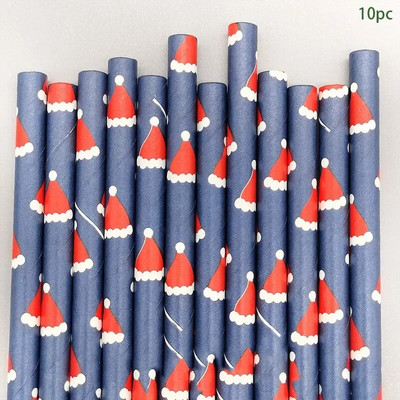 10 τεμ. Χριστουγεννιάτικα καλαμάκια από χαρτί Kraft Διασπώμενα Καλαμάκια Χαρούμενα Χριστούγεννα Χυμός Φρούτων Επιδόρπιο Επιδόρπιο Τραπεζιού Διακοσμητικά Χάρτινα Καλαμάκια