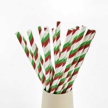 25 бр. Коледни хартиени сламки за еднократна употреба Xmax Tree Red Gold Коледни хартиени сламки за пиене Merry Christmas Party Decoration 2023