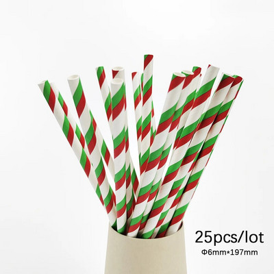 25 tk. Ühekordselt kasutatavad jõulupaberist kõrred Xmax Tree Red Gold jõulupaberist joogikõrred Merry Christmas Party Dekoratsioon 2023