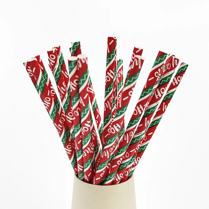 25 τμχ Χριστουγεννιάτικα χάρτινα καλαμάκια μιας χρήσης Xmax Tree Κόκκινο Χρυσό Χριστουγεννιάτικο Χαρτί Ποτό Καλαμάκια Διακόσμηση για Καλά Χριστουγεννιάτικα πάρτι 2023