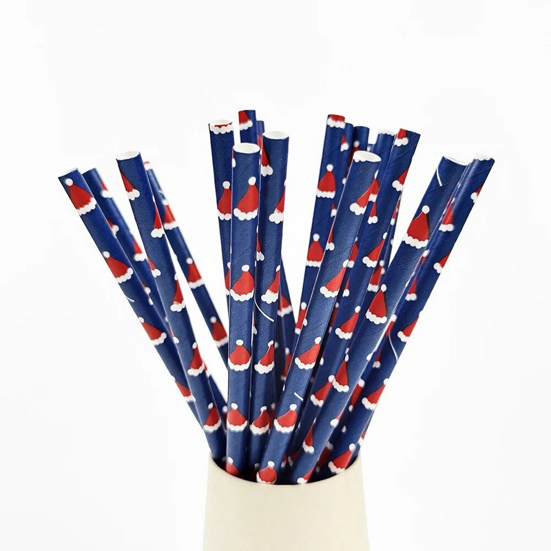 25 τμχ Χριστουγεννιάτικα χάρτινα καλαμάκια μιας χρήσης Xmax Tree Κόκκινο Χρυσό Χριστουγεννιάτικο Χαρτί Ποτό Καλαμάκια Διακόσμηση για Καλά Χριστουγεννιάτικα πάρτι 2023