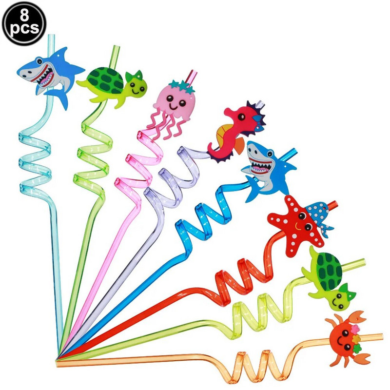 Ζώα της ζούγκλας που πίνουν Καλαμάκια Ζώο Επαναχρησιμοποιήσιμα Πλαστικά Καλαμάκια Ποτού Λιοντάρι Καλαμάκι Τίγρη Σαφάρι ζούγκλας Διακόσμηση πάρτι γενεθλίων Καλαμάκι