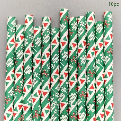 10 τμχ χριστουγεννιάτικο θεματικό χαρτί καλαμάκια Κόκκινο πράσινο χριστουγεννιάτικο δέντρο Snowflake Drinking Straws Merry Christmas Party Decor 2023