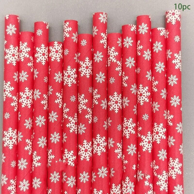 10 τμχ χριστουγεννιάτικο θεματικό χαρτί καλαμάκια Κόκκινο πράσινο χριστουγεννιάτικο δέντρο Snowflake Drinking Straws Merry Christmas Party Decor 2023