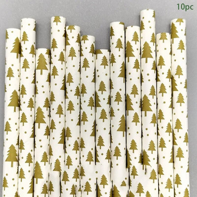 10 τμχ χριστουγεννιάτικο θεματικό χαρτί καλαμάκια Κόκκινο πράσινο χριστουγεννιάτικο δέντρο Snowflake Drinking Straws Merry Christmas Party Decor 2023