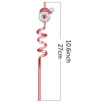 6 бр. Коледна спираловидна сламка за многократна употреба Дядо Коледа Elk Xmas Tree Пластмасови сламки за пиене Декорация за коледни партита